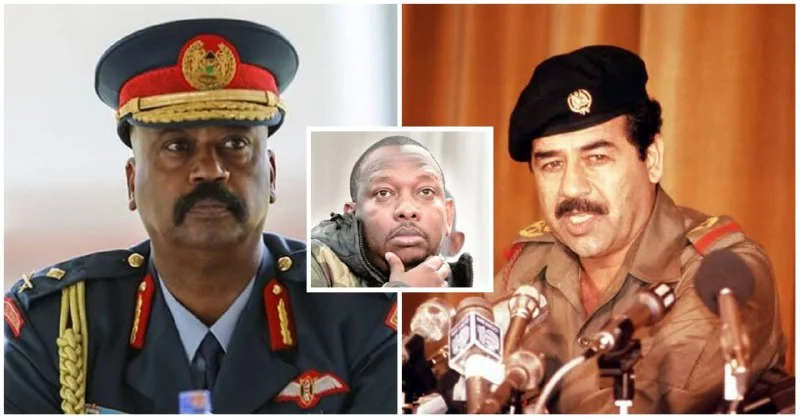 CAPTION: [LEFT] Nairobi Metropolitan Services Director Mohammed Badi [RIGHT] Deceased Iraqi Warlord Saddam Hussein and [CENTRE] Nairobi Governor Mike Sonko