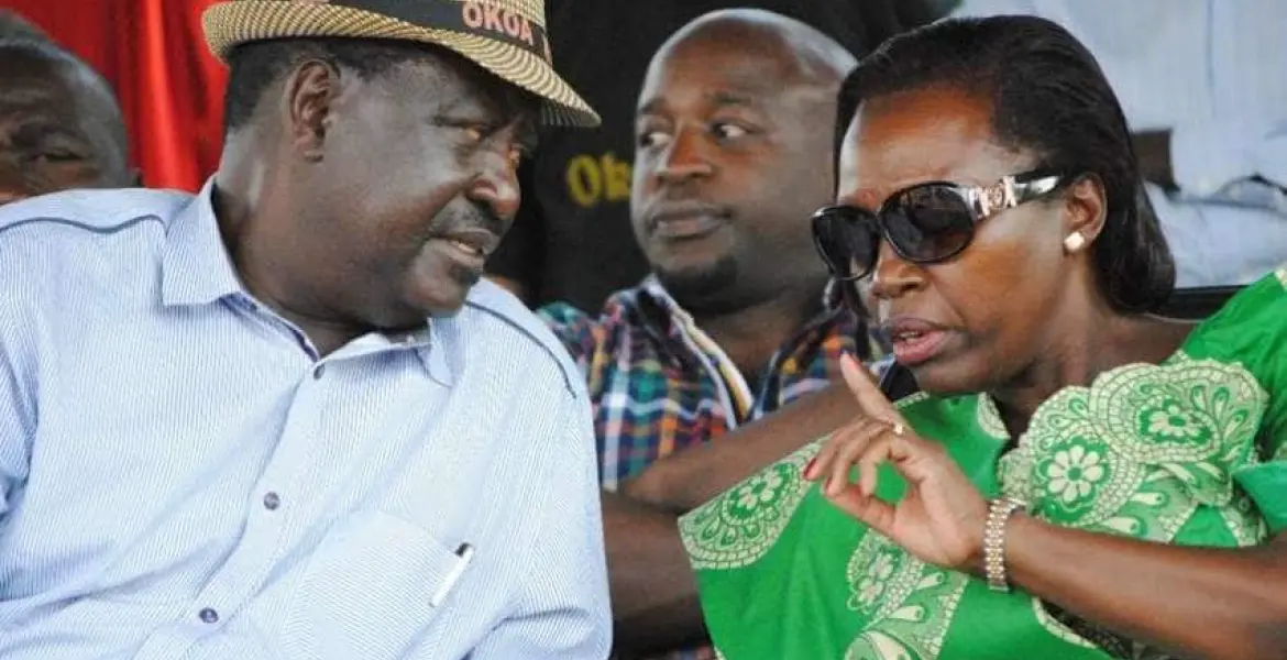 CAPTION: ODM Party Leader Raila Odinga and former long-time Gichugu Member of Parliament Martha Karua