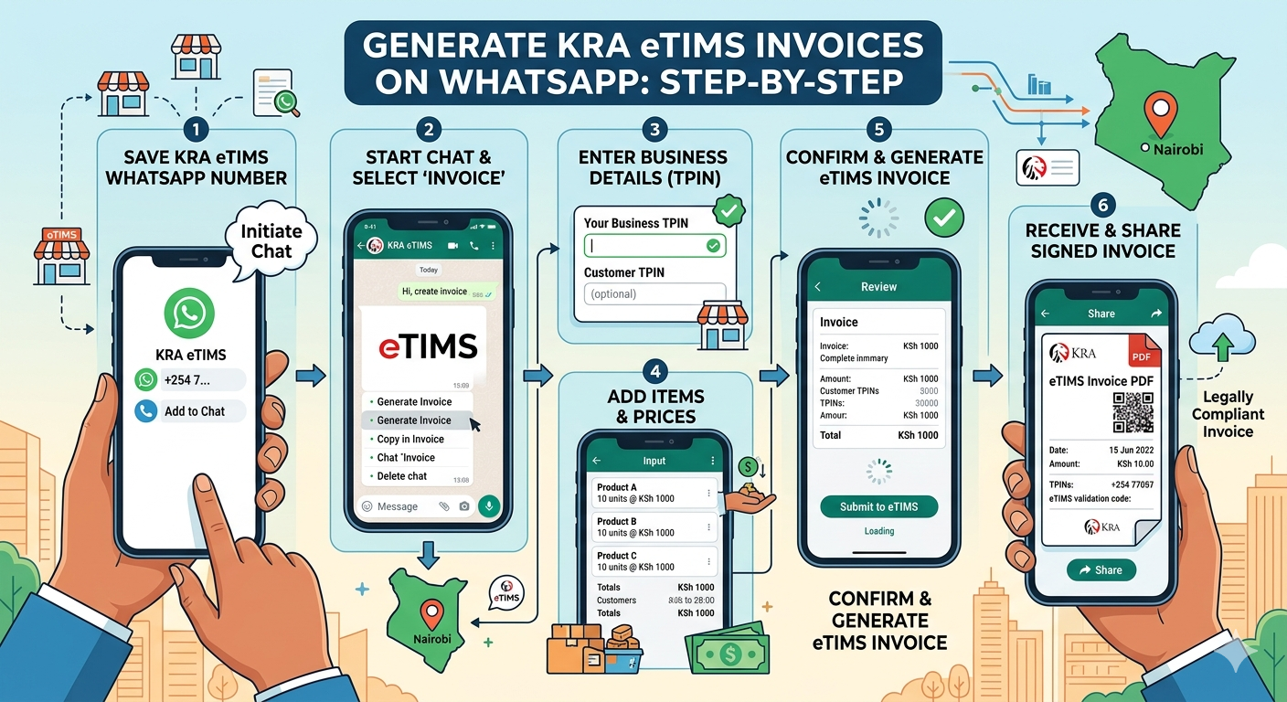 Step-by-Step Guide on How to Generate KRA eTIMS Invoices on WhatsApp  for Kenyan Businesses