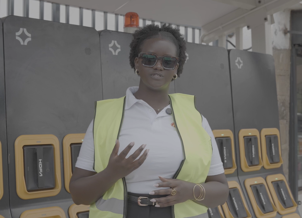 Joy Musyawa, CEO of Autopax, at the launch of the Cheche electric motorcycle and 12-station battery-swapping network in Nairobi.