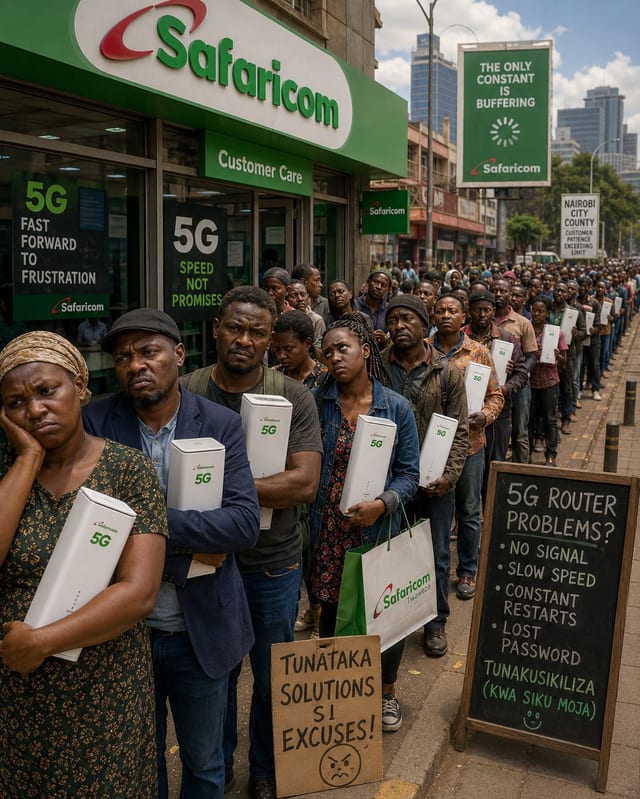 Safaricom Customers Queue Up Over Faulty 5G Routers