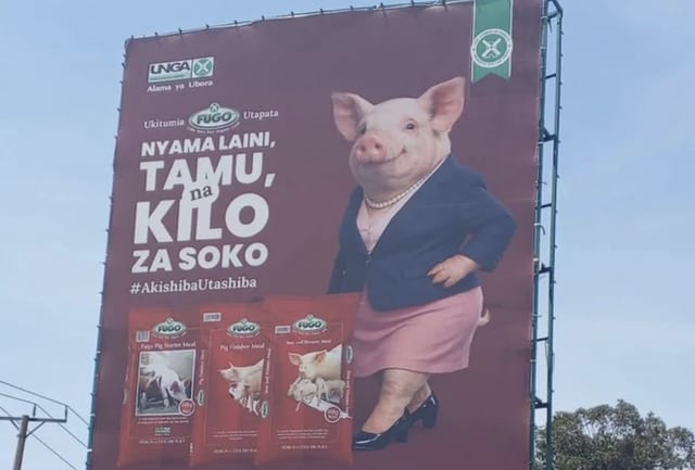 Unga Group Under Fire Over Billboard Depicting a Pig as a Businesswoman