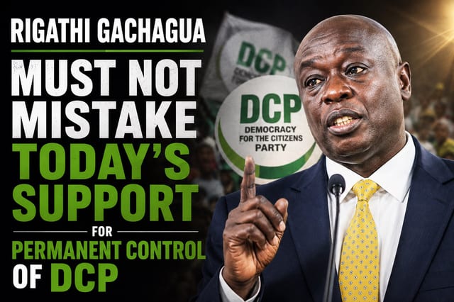 Rigathi Gachagua Must Not Mistake Today’s Support for Permanent Control of DCP