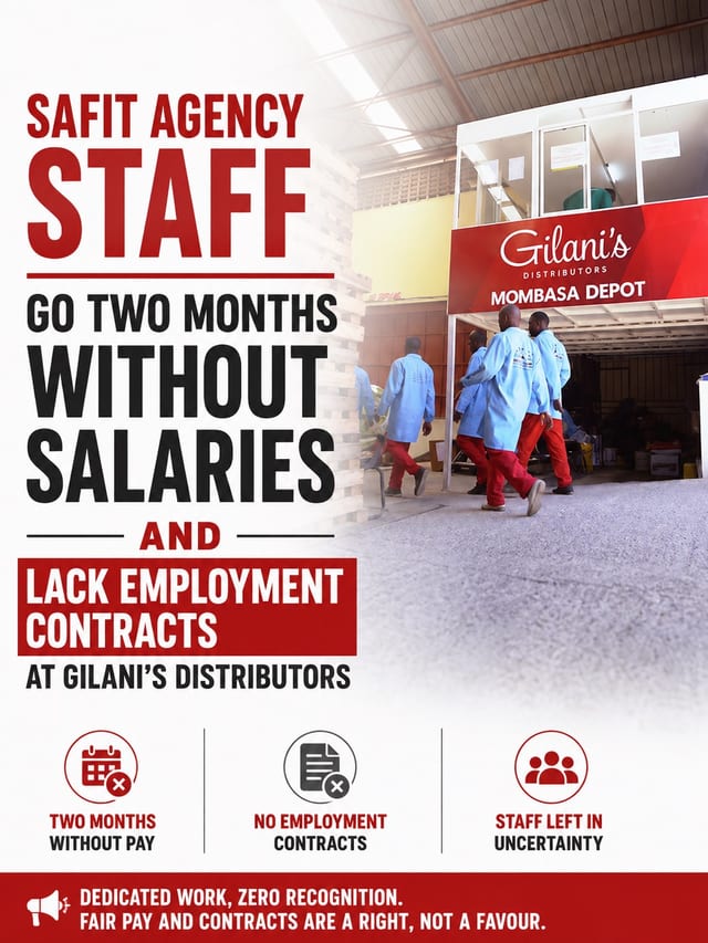 Safit Agency Staff Go Two Months Without Salaries and Lack Employment Contracts at Gilani's Distributors