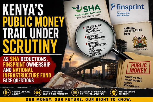 Kenya’s Public Money Trail Under Scrutiny as SHA Deductions, Finsprint Ownership and National Infrastructure Fund Face Questions