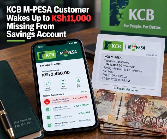 KCB M-PESA Customer Wakes Up to KSh11,000 Missing From Savings Account