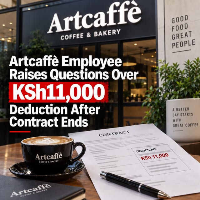 Artcaffè Employee Raises Questions Over KSh11,000 Deduction After Contract Ends