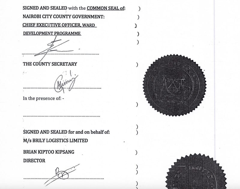 Proof that Head of Finance at NaMATA, CPA Brian Kiptoo Kipsang owns Brily Logistics Ltd