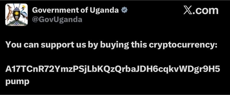 Uganda Government X Account Promotes Suspicious Solana Token