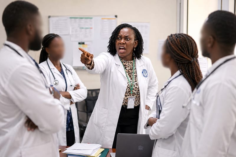 An Image showing how Dr Mwikali handles KUTRRH Staff