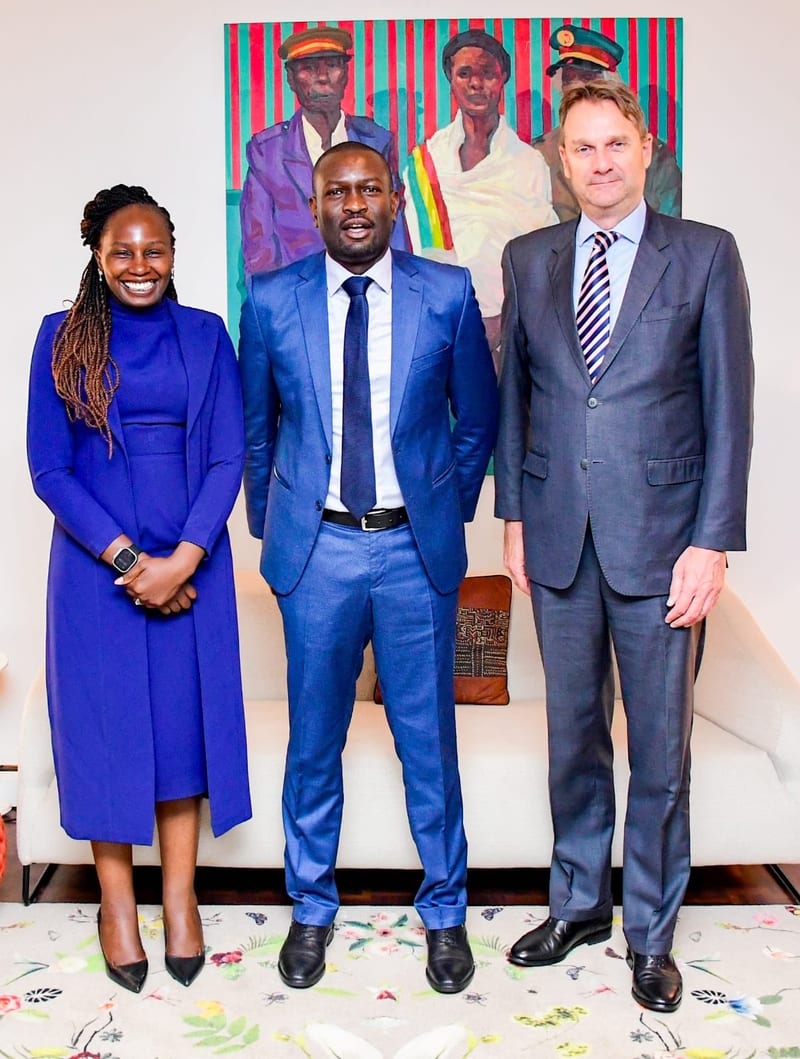 From Left; Former LSK Chair Faith Odhiambo, Nairobi Senator Edwin Sifuna And Dutch Ambassador to Kenya Henk Jan Bakker