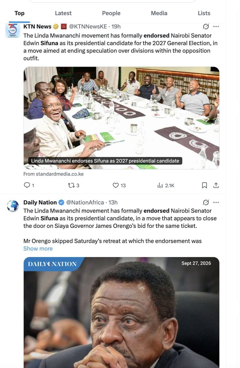 Nation Media mocks the endorsement of Edwin Sifuna