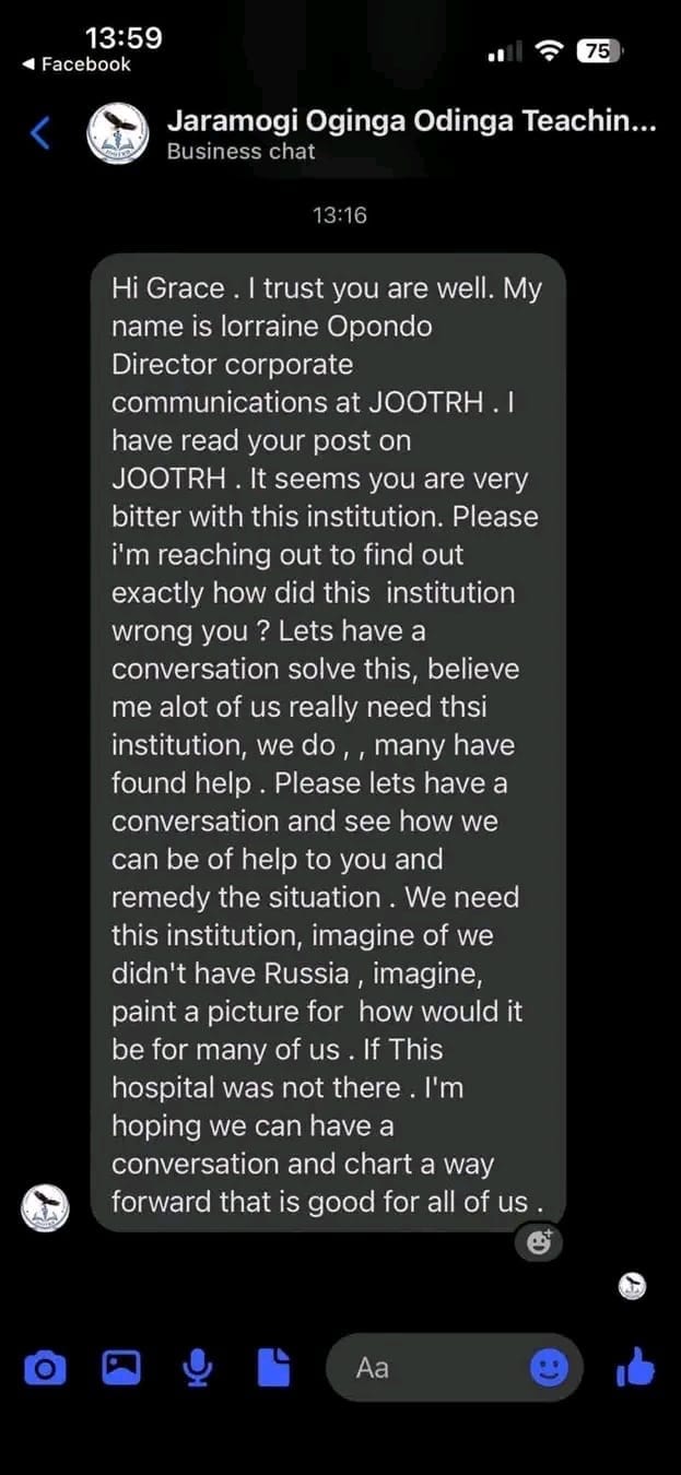 The kind of responses being given by the Director of Corporate Communications at JOOTRH