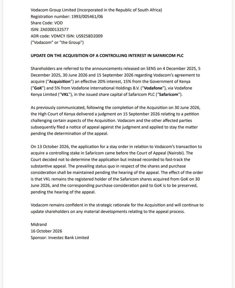 VKL takes over Safaricom