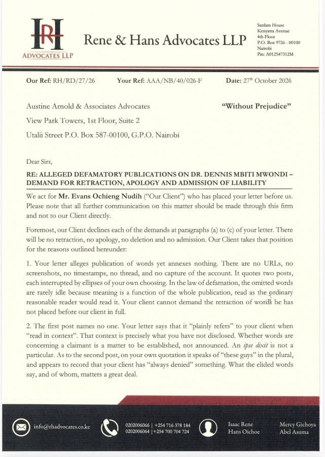 Asamoh's Lawyer response