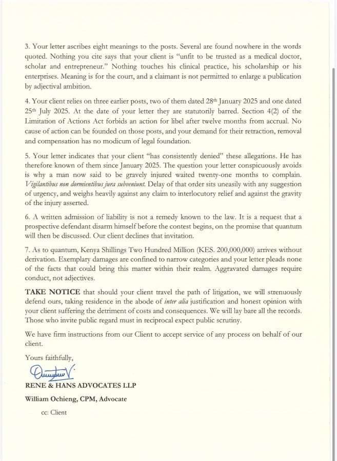 Asamoh's Lawyer response