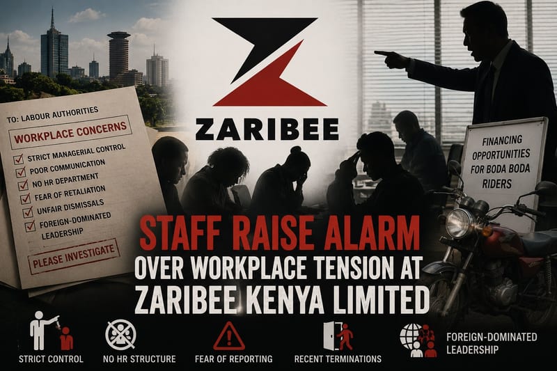 Staff at Nairobi-based ZARIBEE Kenya Limited seek labour intervention over workplace environment, leadership style, and dismissal patterns.