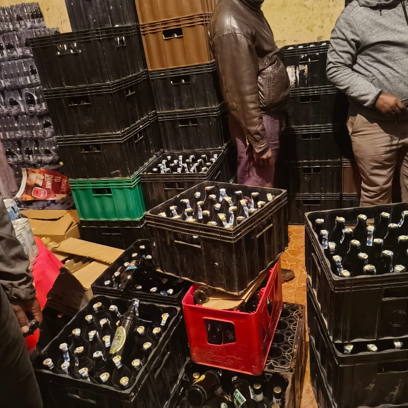 An image of NACADA seizing Sh1.4mn worth of counterfeit alcohol in Murang’a