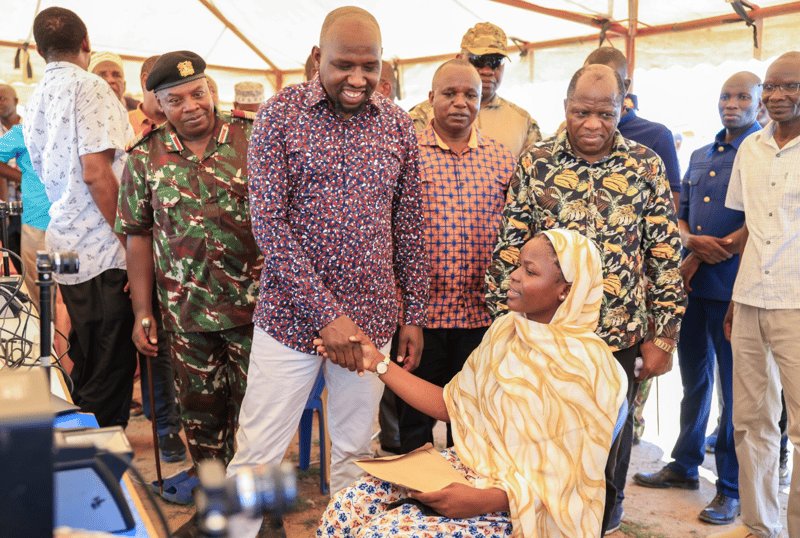 An image of the interior cabinet secretary during the launch of Jukwaa la Usalama in Tana River .
