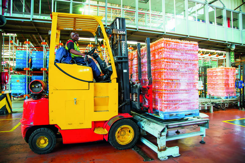 Coca cola worker in action