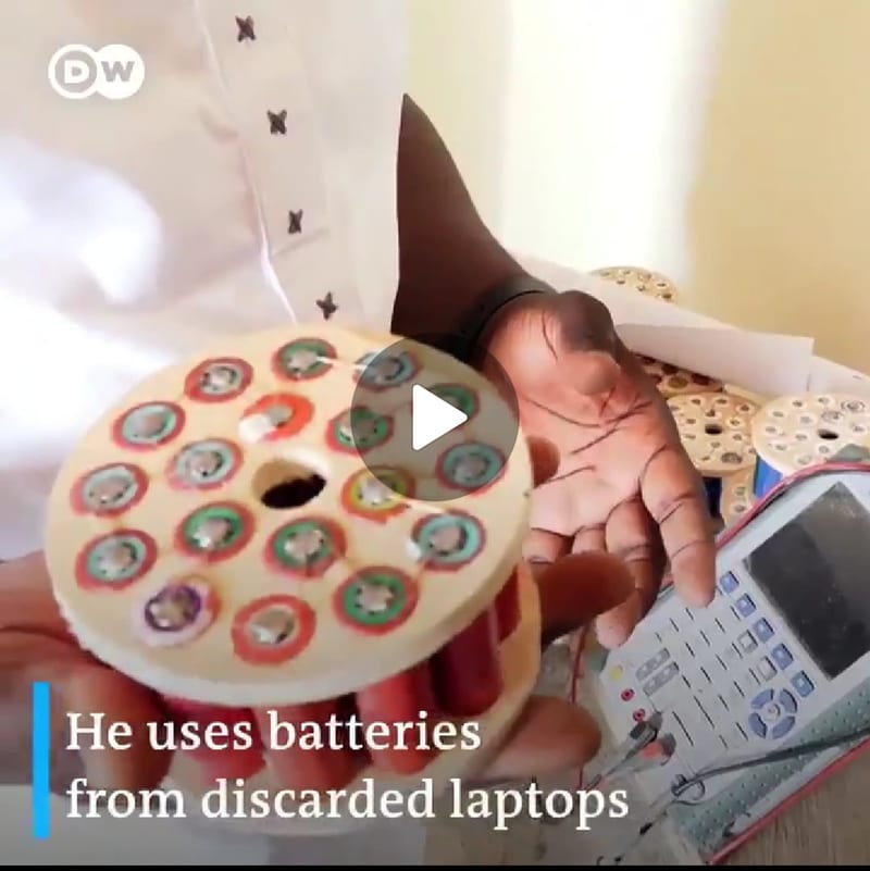 Video: Ghanaian Develops A Power System From Old Laptop Batteries