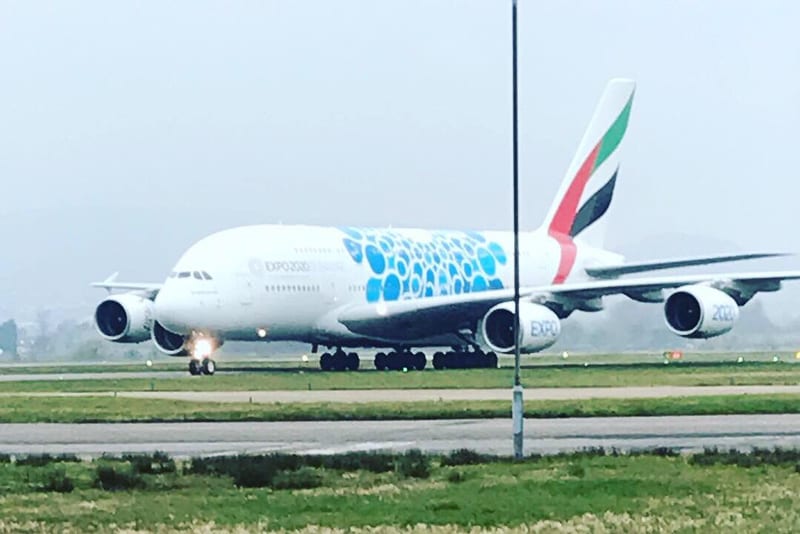 Video: World's largest passenger plane makes historic landing in Scotland
