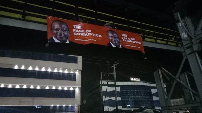 The Face Of Corruption: Brave Kenyan Hangs Banners Of Uhuru And Ruto Across Nairobi