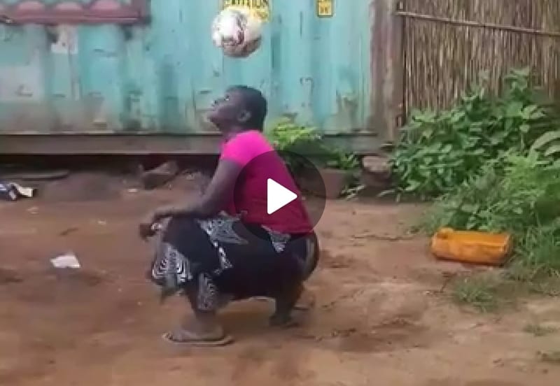 Video: Local Kenyan woman showcases her football freestyling skills and leaves audience in awe