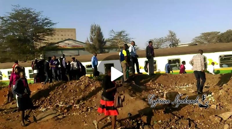 VIDEO — Nairobians Forced To Walk To Work After Commuter Train Strayed Off The Track On Its Way From Embakasi