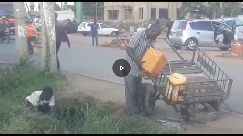 VIDEO — Two Nairobi Water Vendors Caught On Camera Fetching Contaminated Water From An Hazardous Open Trench