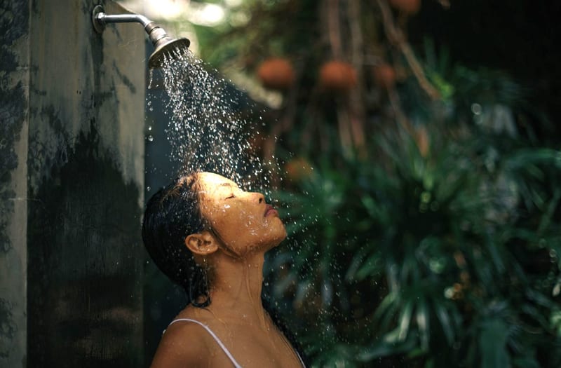 person showering