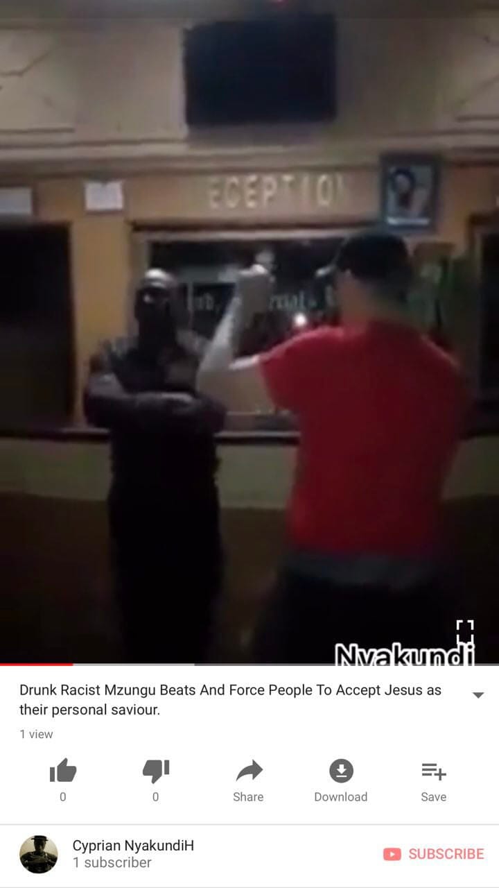 Video: Drunk Racist Mzungu Assaults People In Kisumu Hotel For Refusing To Accept Jesus As A Personal Savior