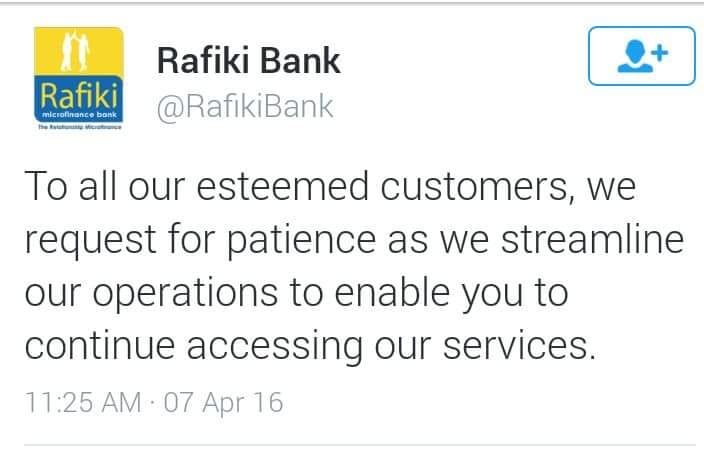 Rafiki Bank Collapse Imminent, Move Your Money NOW!