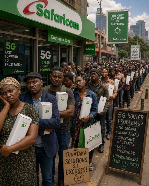 Safaricom Customers Queue Up Over Faulty 5G Routers