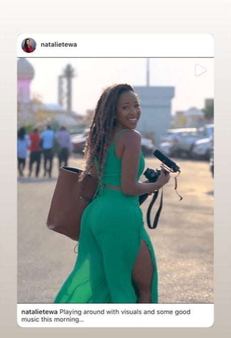 Kenyan Vlogger Natalie Tewa rocking a brown handbag which heavily resembles the one inside Joho's private to Dubai jet this afternoon