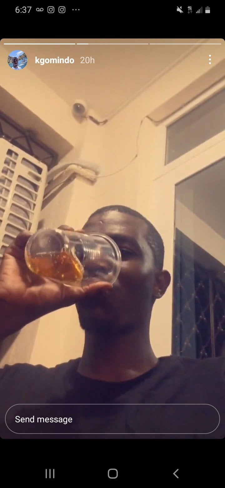 CAPTION: Kevin Omindo enjoys a drink inside his Mombasa apartment as shared on his Instagram page CAPTION: Kevin Omindo enjoys a drink inside his Mombasa apartment as shared on his Instagram page