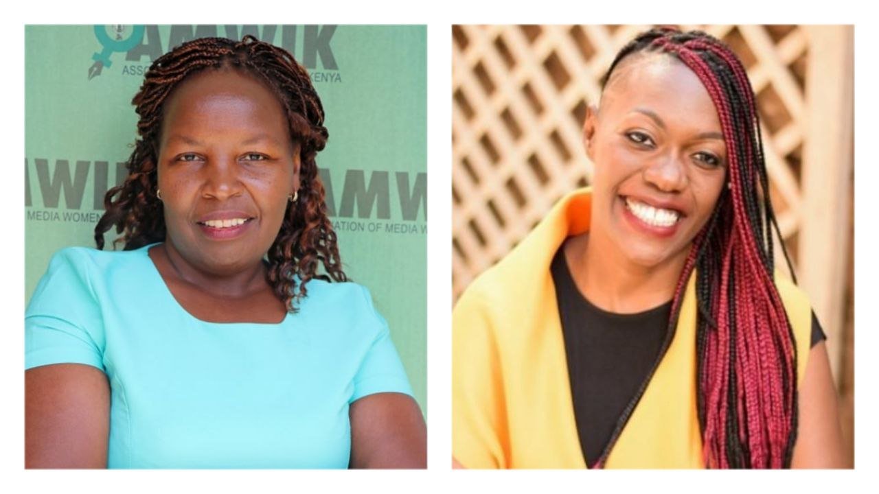 Ex-AMWIK Board Chairperson Jane Thuo alongside ex-Vice Chairperson, Rachel Ombaka