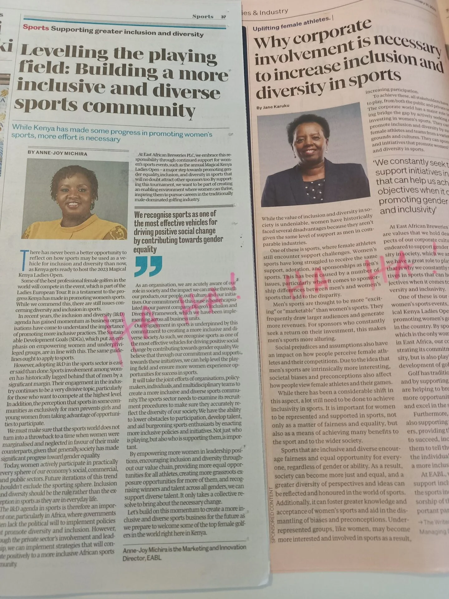 Fabricated Publications Passed Off as EABL Executive Writings