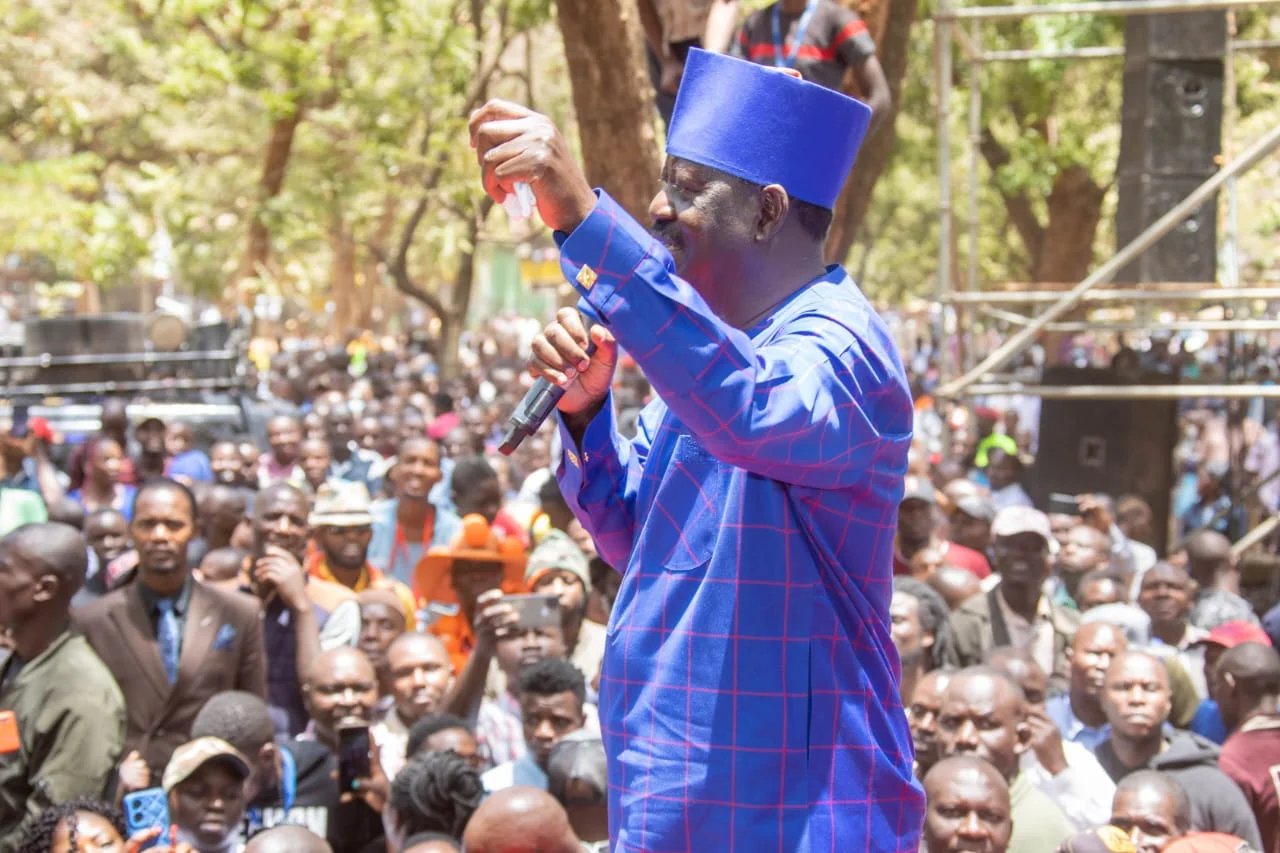 Raila Odinga at Jevanjee Gardens. His terms as AU High Representative for Infrastructure Development in Africa has come to an end.