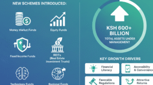 An infographic titled "Kenya's Investment Boom" detailing how Collective Investment Schemes (CIS) assets have surpassed KSh 600 billion.