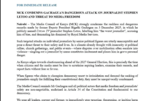 Media Council Condemns Gachagua's 'Dangerous' Attack on Stephen Letoo Over Kariobangi Chaos